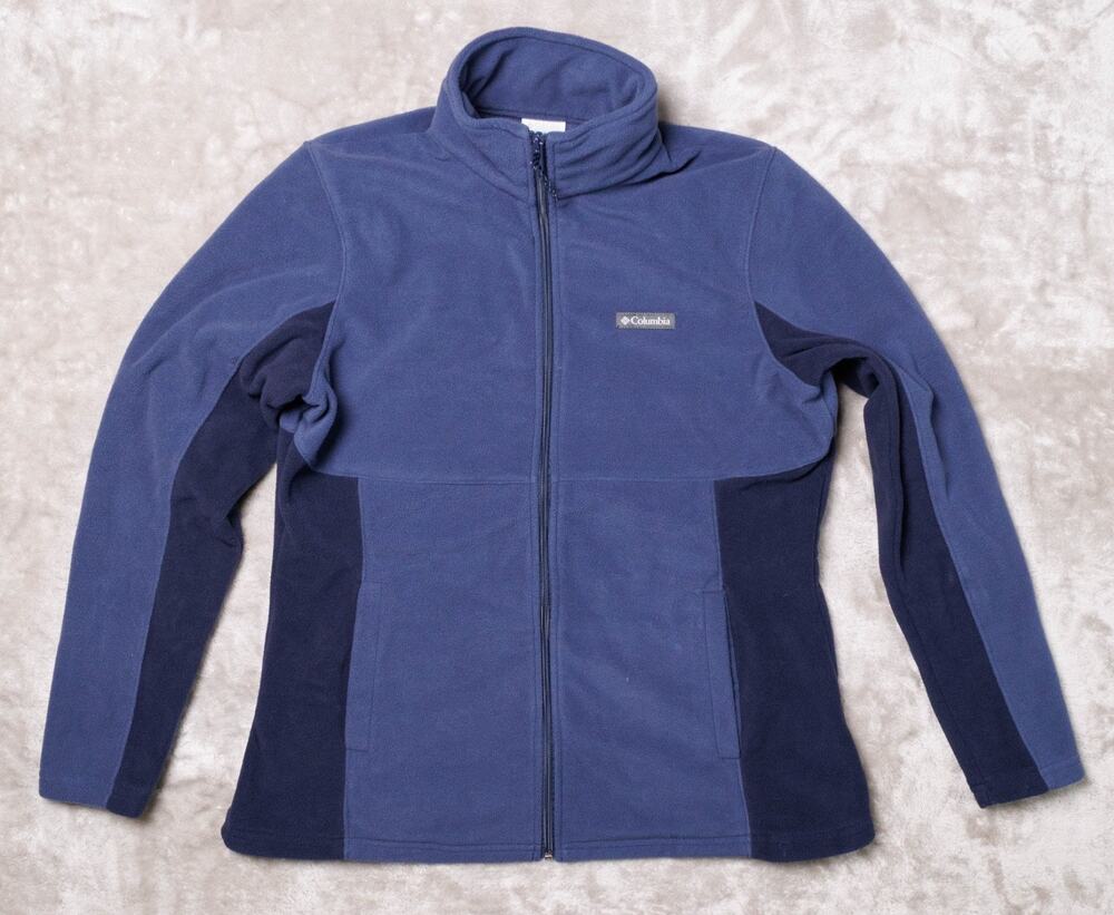 Columbia Basin Trail Blue Navy Full Zip Fleece Jacket Womens Size XL